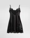 Dolce & Gabbana Lace-trimmed Satin Slip Dress In Black