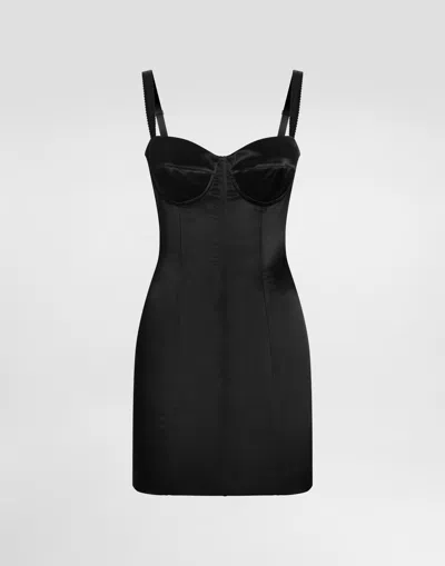 Dolce & Gabbana Stretch Satin Dress In Black