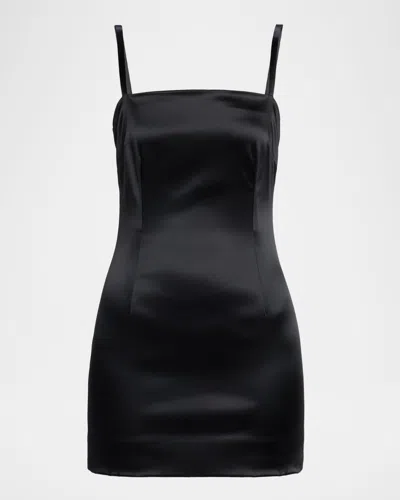 Dolce & Gabbana Stretch Satin Lace-up Mini Dress In Black