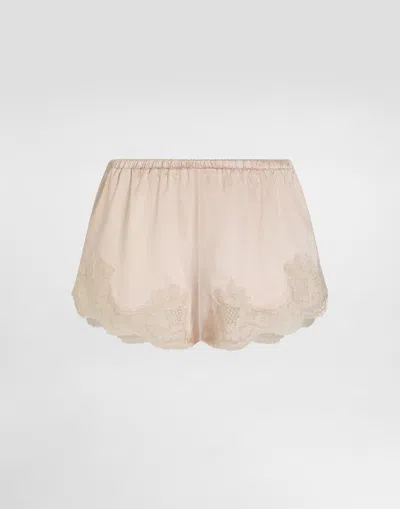 Dolce & Gabbana Stretch Satin Lingerie Shorts In Neutral