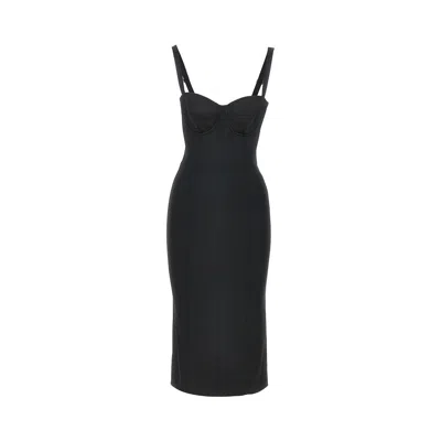 Dolce & Gabbana Stretch Satin Midi Dress In Black