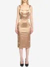Dolce & Gabbana Stretch Satin Midi Dress In Sand