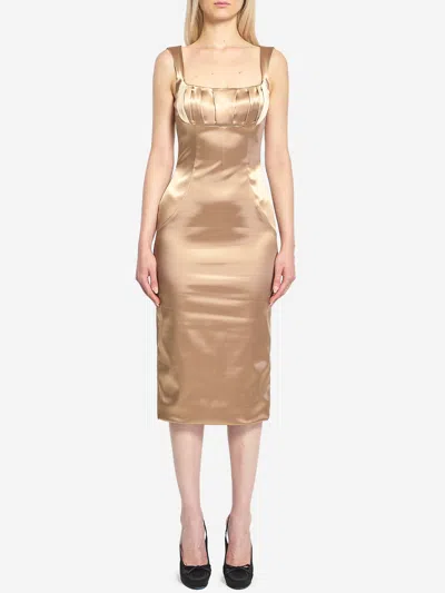 DOLCE & GABBANA STRETCH SATIN MIDI DRESS