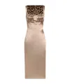 Dolce & Gabbana Ruched Stretch-satin Midi Dress In Neutral