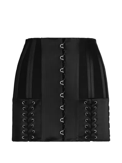 Dolce & Gabbana Stretch Satin Miniskirt In Black