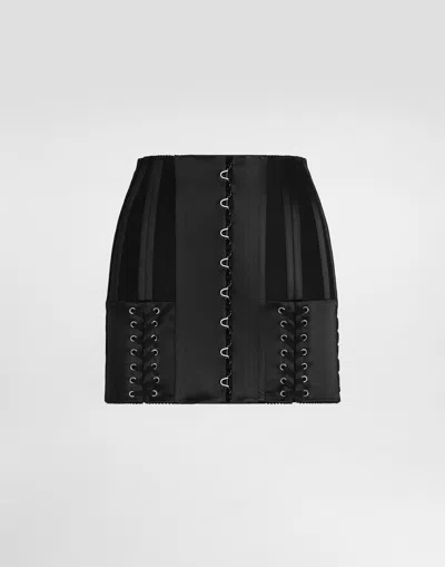 Dolce & Gabbana Stretch Satin Miniskirt In Black