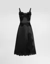 Dolce & Gabbana Lace Trim Satin Dress With Spaghetti Straps In Black