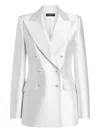 Dolce & Gabbana Stretch Silk Blazer Peak Lapels Structured Shoulders In White