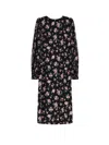 Dolce & Gabbana Women Black Dress With Round Neckline And All-over Floral Motif In Silk Blend Woman
