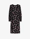Dolce & Gabbana Women Black Dress With Round Neckline And All-over Floral Motif In Silk Blend Woman In Black