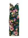 Dolce & Gabbana Stretch Silk Dress With Floral Print In Green