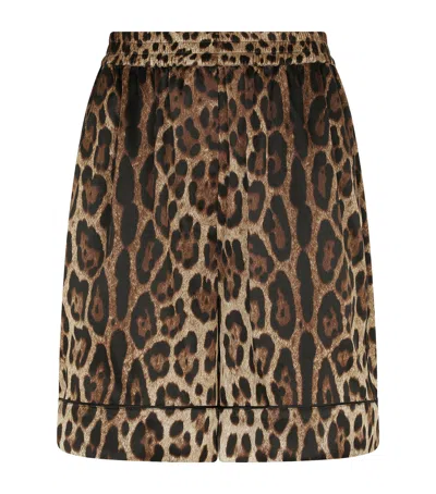 DOLCE & GABBANA STRETCH-SILK LEOPARD PRINT SHORTS