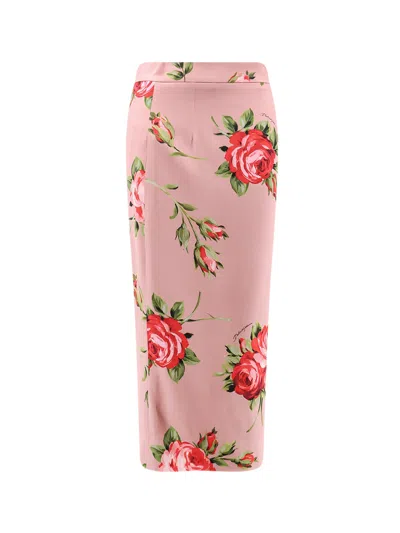 Dolce & Gabbana Stretch Silk Long Skirt In Pink