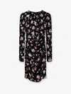 Dolce & Gabbana Black Dress With Floral Print And Side Draping In Silk Woman In Black