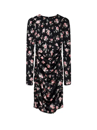 Dolce & Gabbana Stretch Silk Mini Dress With Iconic Print In Black