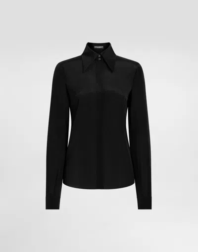 Dolce & Gabbana Stretch Silk Shirt In Black