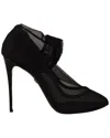 Dolce & Gabbana Stretch Sock Leather-trim Sandal In Black