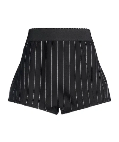 Dolce & Gabbana Stretch Thin Stripe Hot Shorts In Black