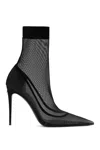 Dolce & Gabbana Kim 105 Sheer Sock Ankle Boots In White
