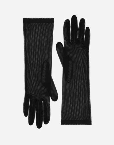Dolce & Gabbana Stretch Tulle Gloves In Black
