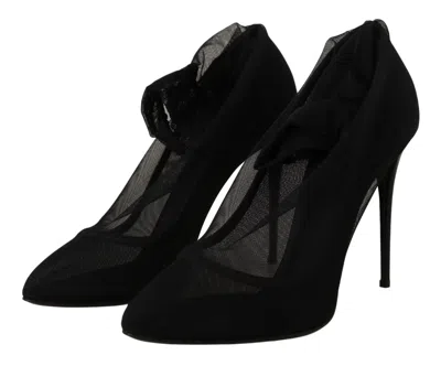 Dolce & Gabbana Stretch Tulle Heel Pump In Black
