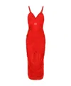 Dolce & Gabbana Draped Layered Tulle Midi Dress In Red