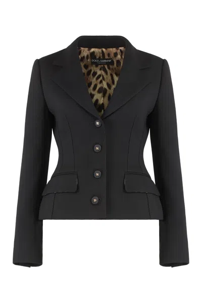 Dolce & Gabbana Stretch Virgin Wool Blazer In Black