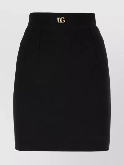 Dolce & Gabbana Stretch Viscose Blend High-waisted Skirt In Black