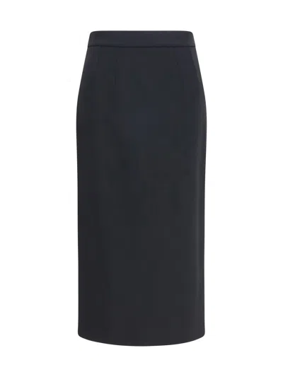 Dolce & Gabbana Stretch Wool Pencil Skirt In Black