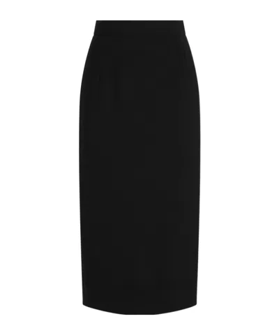 Dolce & Gabbana Stretch Wool Pencil Skirt In Black