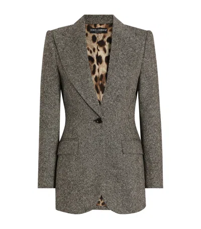 Dolce & Gabbana Stretch-wool Single-breasted Blazer In Gray