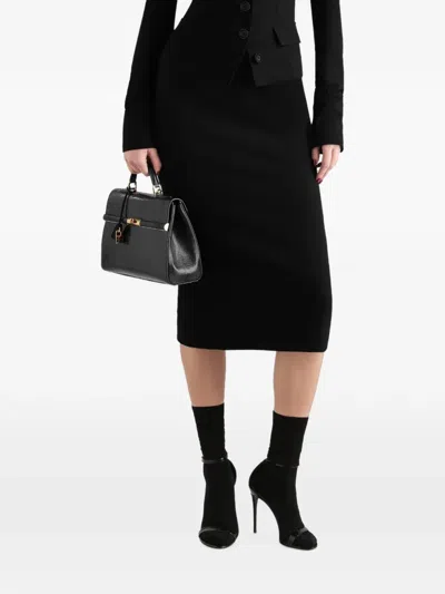 Dolce & Gabbana Stretch Wool Skirt In Black