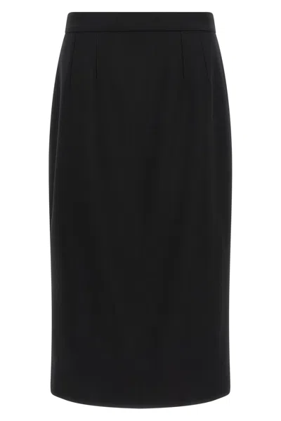 Dolce & Gabbana Stretch Wool Skirt In Schwarz