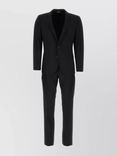 Dolce & Gabbana Stretch Wool Tuxedo With Pleated Back In Black