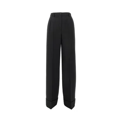 Dolce & Gabbana Stretch Wool Wide Leg Pants In Black