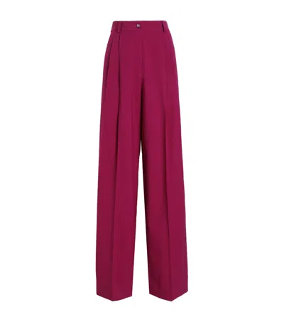 Dolce & Gabbana Stretch-wool Wide-leg Trousers In Red