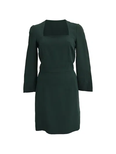 Pre-owned Dolce & Gabbana Stretch-crepe Square-neck Dress In Green
