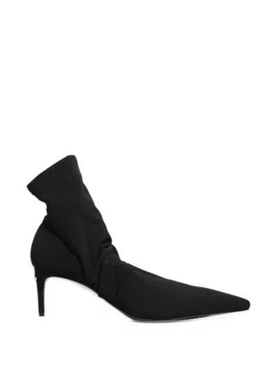 Dolce & Gabbana Stretch-jersey Ruched Ankle Boots In Black