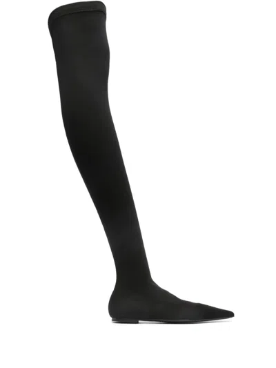 Dolce & Gabbana Stretch-jersey Thigh-high Boot In Black