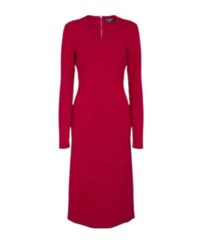 Dolce & Gabbana Stretch-wool Midi Dress In Red