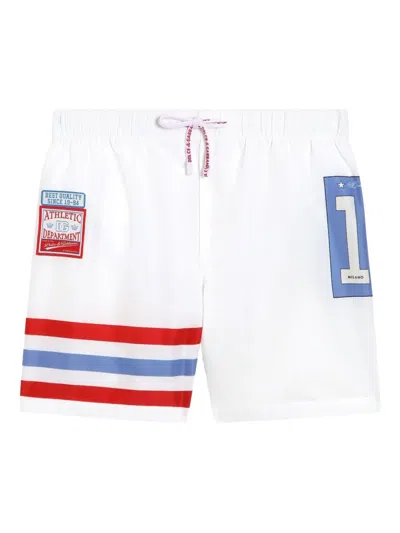 Dolce & Gabbana Kids' Stripe-detail Swimming Shorts In White