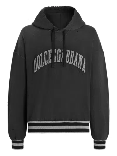 Dolce & Gabbana Stripe Hoodie In Gray