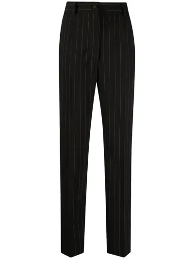Dolce & Gabbana Stripe-pattern Wool Tapered Trousers In Brown