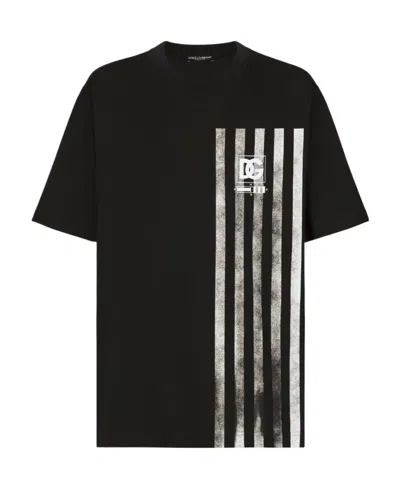 Dolce & Gabbana Black Marina-print Cotton T-shirt In Blue