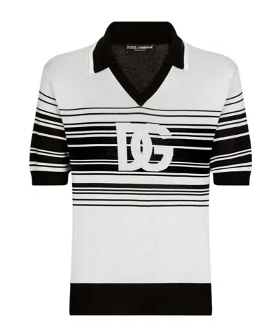 DOLCE & GABBANA DOLCE  GABBANA DG LOGO JACQUARD V-NECK POLO-SHIRT