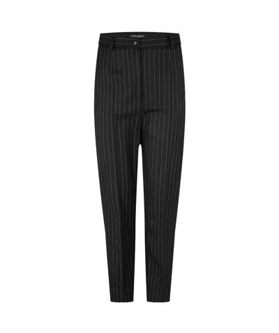 Dolce & Gabbana Stripe Tailored Trouser In Black