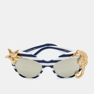 Pre-owned Dolce & Gabbana Stripe/brown Dg4312 Seahorse & Starfish Cat-eye Sunglasses