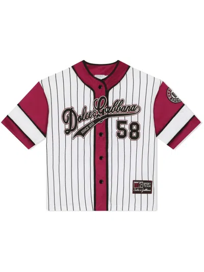 Dolce & Gabbana Kids' Striped Baseball Shirt In White