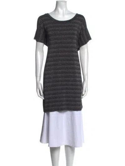 Pre-owned Dolce & Gabbana Striped Bateau Neckline Tunic In Black