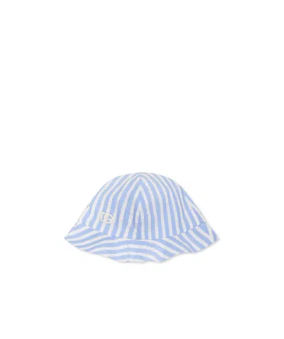 Dolce & Gabbana Striped Bell Hat In Blue